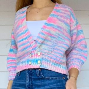 Pastel Stripped Cropped Cardigan